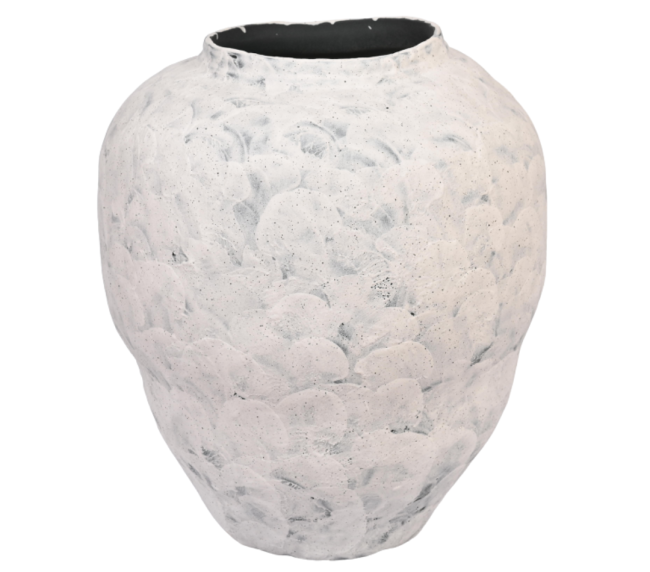 Sculptural Textured Planter – White & Grey