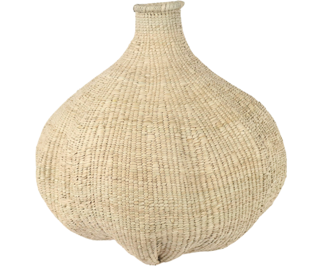 Sculptural Woven Garlic Vessel Basket