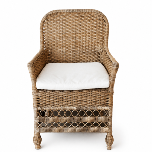 Woven Rattan Armchair with Cushion