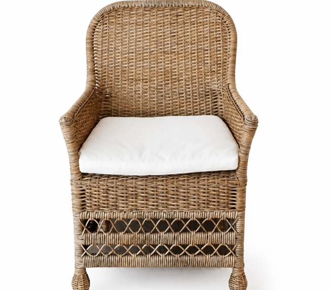 Woven Rattan Armchair with Cushion