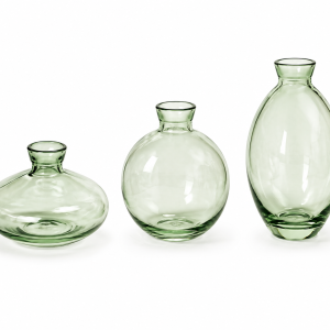 Green Glass Bottle Vase Set