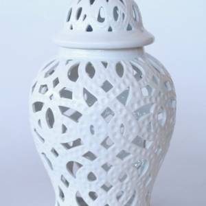 White Cut-Out Ceramic Ginger Jar