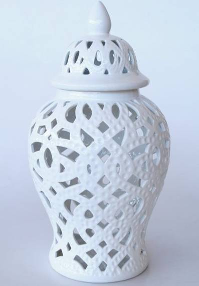 White Cut-Out Ceramic Ginger Jar