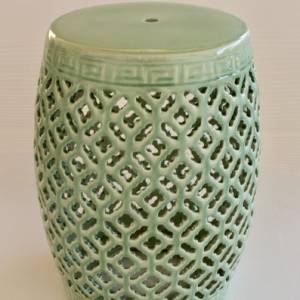 Celadon Cut-Out Ceramic Stool
