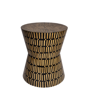 Striped Wood Drum Stool