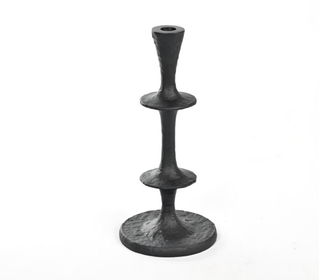Black Sculptural Metal Candle Holder