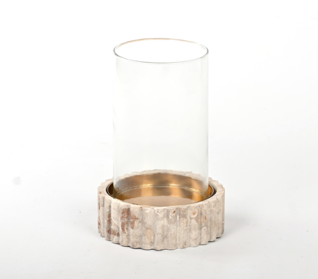 Stone Base Glass Hurricane