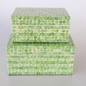 Capiz Shell Green Storage Boxes