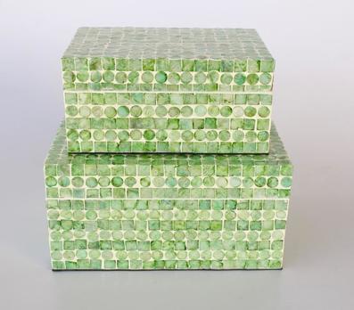 Capiz Shell Green Storage Boxes