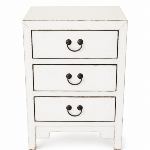 White Painted Three Drawer Bedside