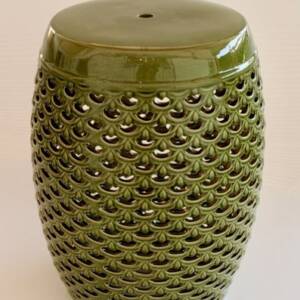 Deep Green Cut-Out Ceramic Stool