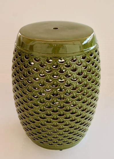 Deep Green Cut-Out Ceramic Stool