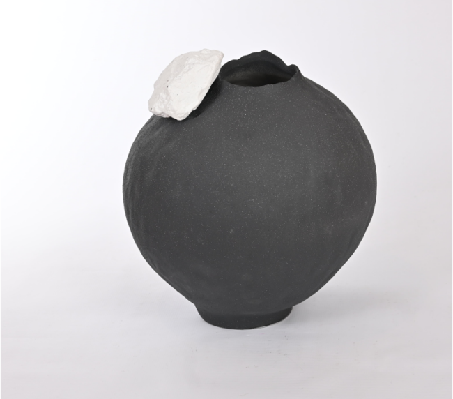 Black Ceramic Sculptural Vase